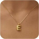 Bubble Gold Silver Letter Necklace Initial Necklaces for Women Trendy 14K Dainty Charm Pendant Name Necklace Personalized Jewelry Gift for Women Teen