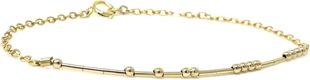 Custom Morse Code BRACELET – 14k Gold Fill Sterling Silver– Personalized Secret Message Jewelry – Dainty Minimalist Gift for Her Friendship