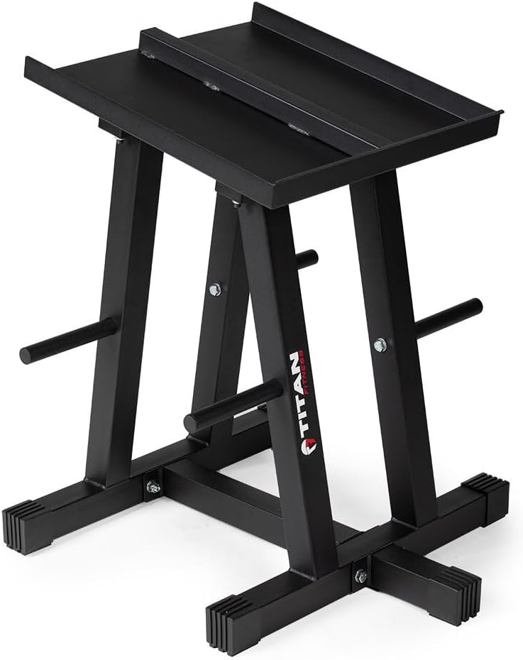 Titan Fitness Dumbbell Stand and Plate Tree, 260 LB Capacity, Organize Classic Dumbbells, Power Blocks, Loose Plates, Home Gym Storage Rack