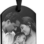 PicturesOnGold.com Black Plated Stainless Steel Custom Photo Dog Tag Pendant Personalized Picture Necklace w- 24 inch Ball Chain – 1 1/4 Inches x 2 Inches – Jewelry Gifts for Men & Women