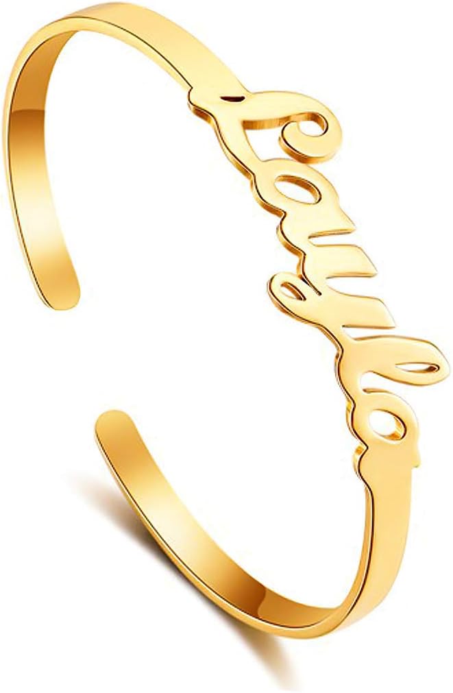 Custom Bracelets, Name Bracelet Personalized, Gold Cuff Bracelets for Women, Birthday Gifts for Women