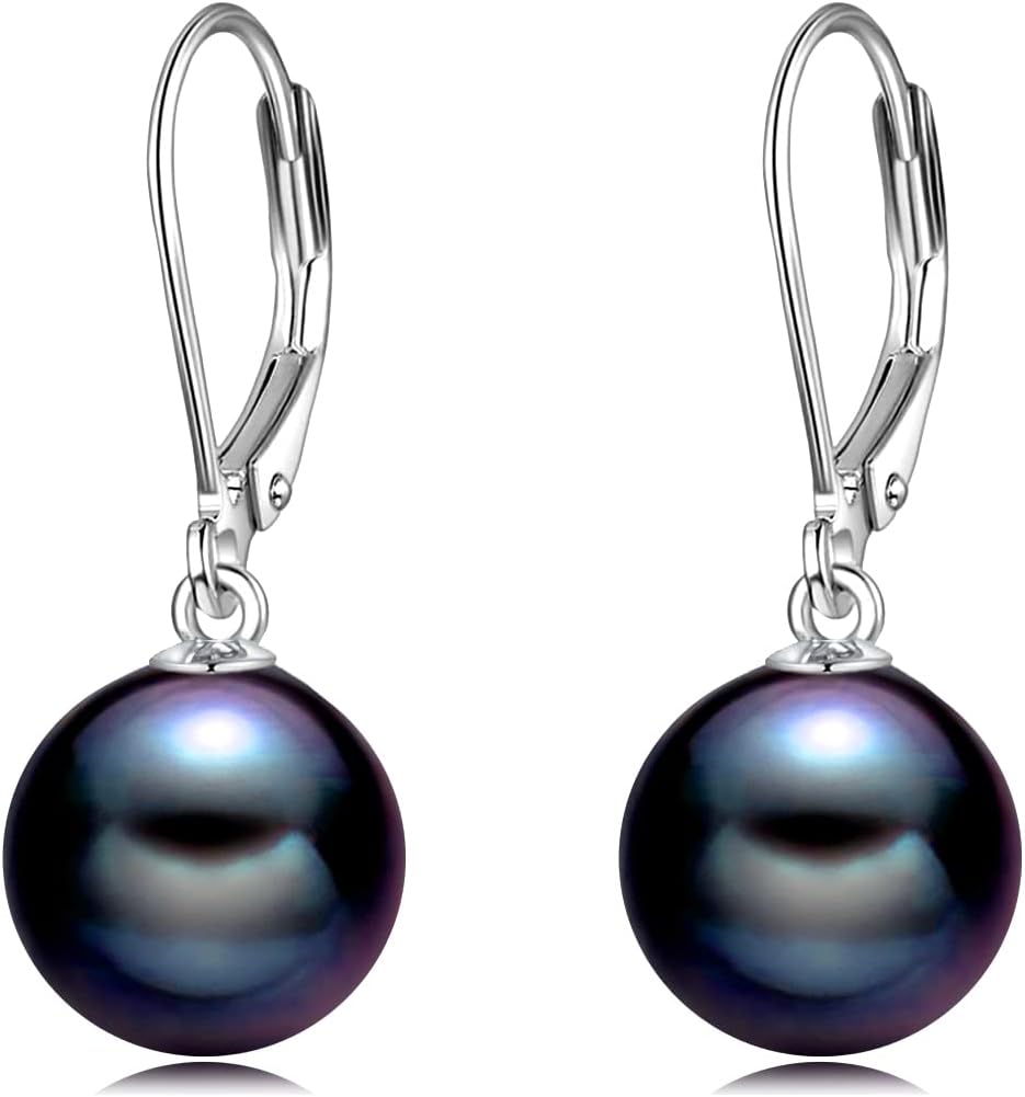 925 Sterling Silver Pearl Leverback Earrings Dangle Drop Jewelry Gifts for Women