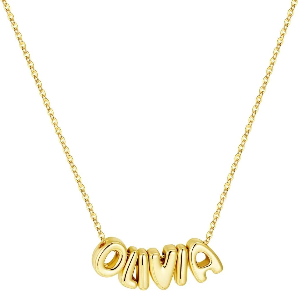 M MOOHAM Custom Name Necklace Personalized – 14K Gold Plated Necklace Personalized Monogram Pendant Name Necklaces for Women Trendy Jewelry Gifts for Women Mom Her Birthday Gifts