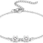 MeMeDIY Personalized Paw Print Bracelet for Women Engraved 1-5 Names Dog Cat Pet Paw Bracelet Adjustable Chain Dog Jewelry Memorial Gifts for Pet Lovers