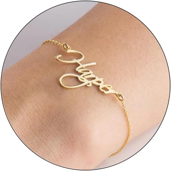 Custom Bracelet for Women – 14K Gold Plated Adjustable Name Anklet Bracelets Personalized, Customized Bracelet Birthday Gift for Women