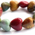 Love Heart Ceramic Bracelet, Flower-Glazed Beaded Bracelet,Elastic Handmade Simple Ethnic Style Hand Chain for Women, Suit for woman over 18 year old-1PCS – Colorful