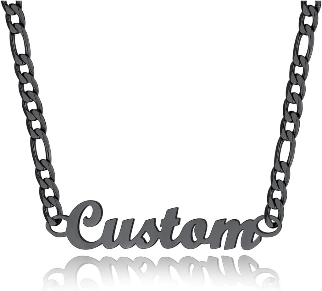 FindChic Custom Name Necklace Personalized Stainless Steel Layered Necklace for Women Girls Gold Plated/Black Name Plate Jewelry Gift for Gf Mom Daughter, with Gift Box