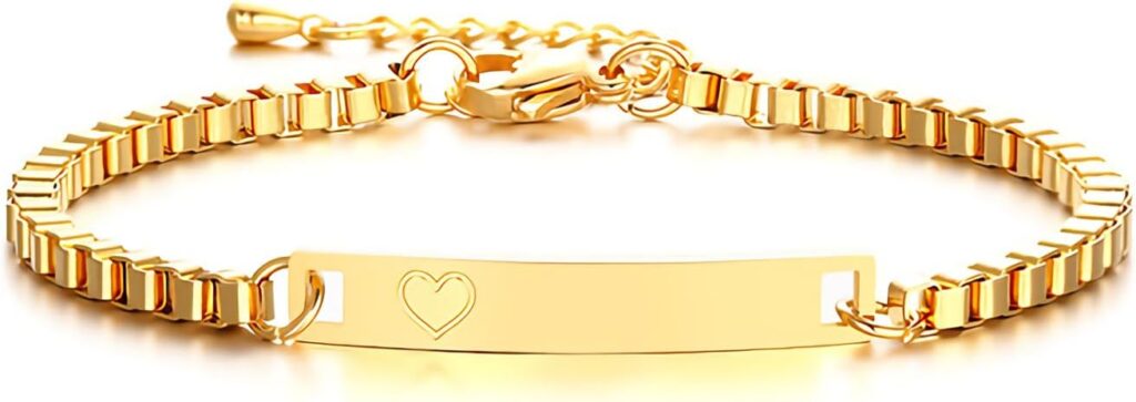 MRENITE 10k 14k 18k Solid Gold Personalized Name Bracelet – Dainty Name Plate Bracelet – Custom Any Name Fine Jewelry Gift for Women Adults Wife