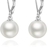 925 Sterling Silver Pearl Leverback Earrings Dangle Drop Jewelry Gifts for Women