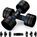 Northdeer Steel Dumbbells Adjustable Black Coated Weight Set with Foam Handles for Home Gym Workout – Strength Trainging for Men, Women (5lbs/10lbs/15lbs/20lbs)