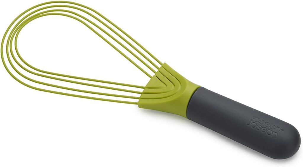 Joseph Joseph Twist Whisk 2-In-1 Collapsible Balloon and Flat Whisk Silicone Coated Steel Wire, Gray/Green