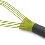 Joseph Joseph Twist Whisk 2-In-1 Collapsible Balloon and Flat Whisk Silicone Coated Steel Wire, Gray/Green