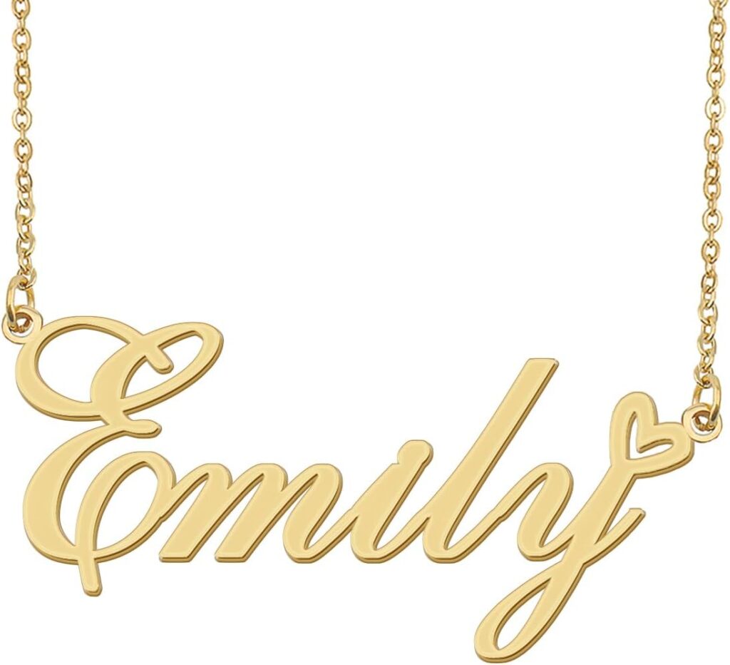 Aoloshow Personalized Heart Name Necklace Gold Custom Any Names Stainless Steel Jewelry for Womens Graduation