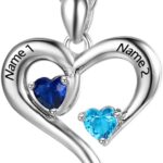 Lam Hub Fong Personalized Name Necklace with Birthstone – Custom Jewelry for Women, Mother’s Day Gifts, Mom & Daughter Necklace, Engraved Heart Charm, Mother’s Keepsake Gift, Perfect for Wife or Her