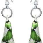 Glass Water Drop Shape Glaze Spiral Dangle Earrings Lampwork Handmade Glass Bead Geometric Earrings for Women Jewelry