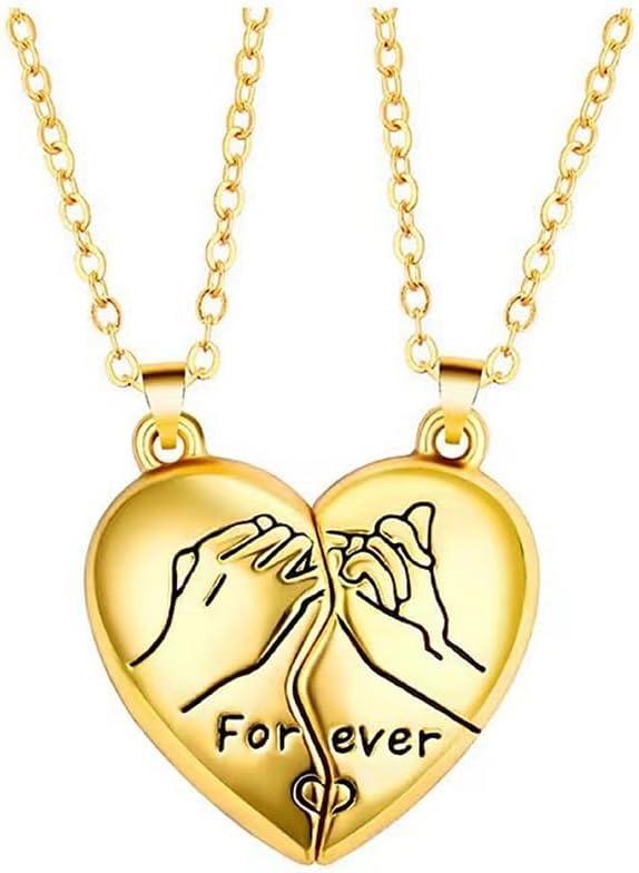 Matching Necklaces for Couples Personalized Stainless Steel Customized Love Heart Forever Pendant Necklaces Valentine’s Day Jewelry for Best Friends Women Men