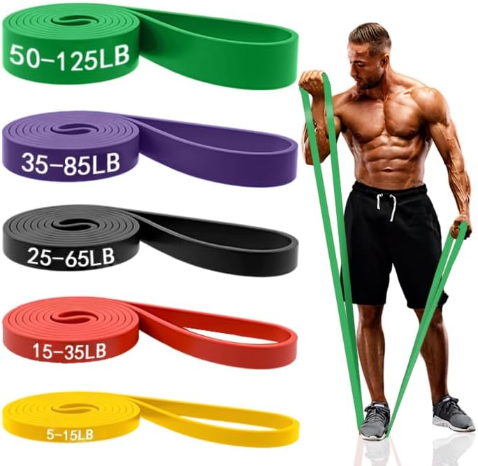 Resistance Bands for Working Out, Pull Up Assistance Bands Set for Men & Women,Latex Workout Bands, Eexercise Bands Resistance for Body Stretching,Muscle Training and Physical Therapy (5pcs)