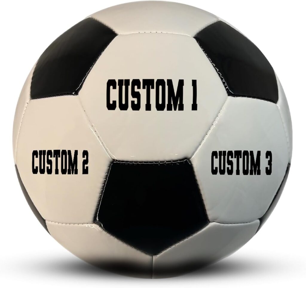 Customized Soccer Ball with Name or Text – Sizes 3, 4 or 5 – Classic Style Personalized Soccer Gifts for Son, Daughter, Boy or Girl