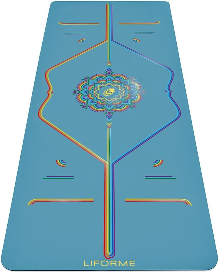 Liforme Printed Yoga Mat Collection – Free Yoga Bag Included – Patented Alignment System, Warrior-like Grip, Non-Slip, Eco-friendly, Sweat-resistant, Long, Wide and Thick for Comfort