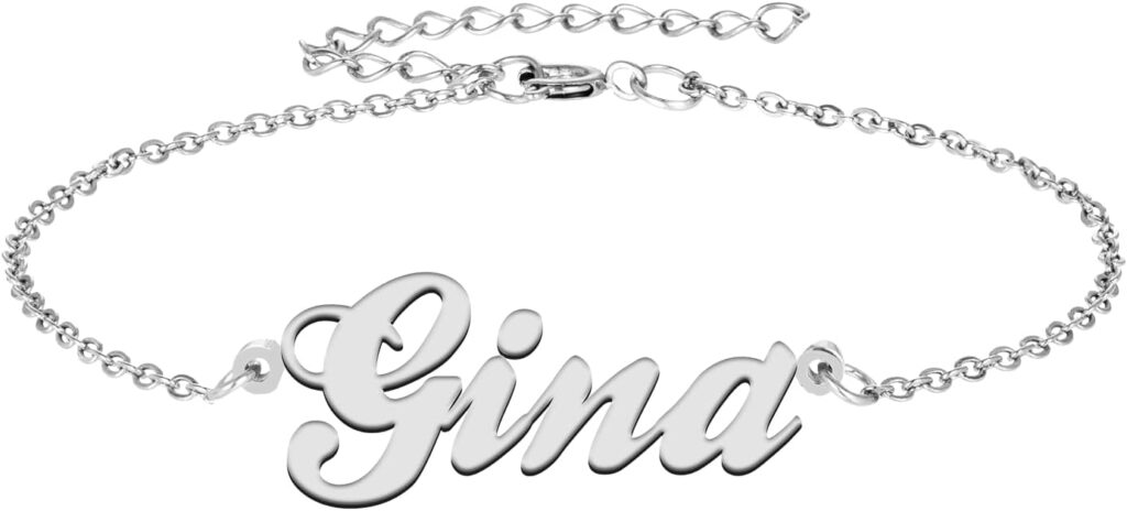 Custom Name Bracelet for Women Engraved Charm Bracelet Anklet with Any Name Mom Gift