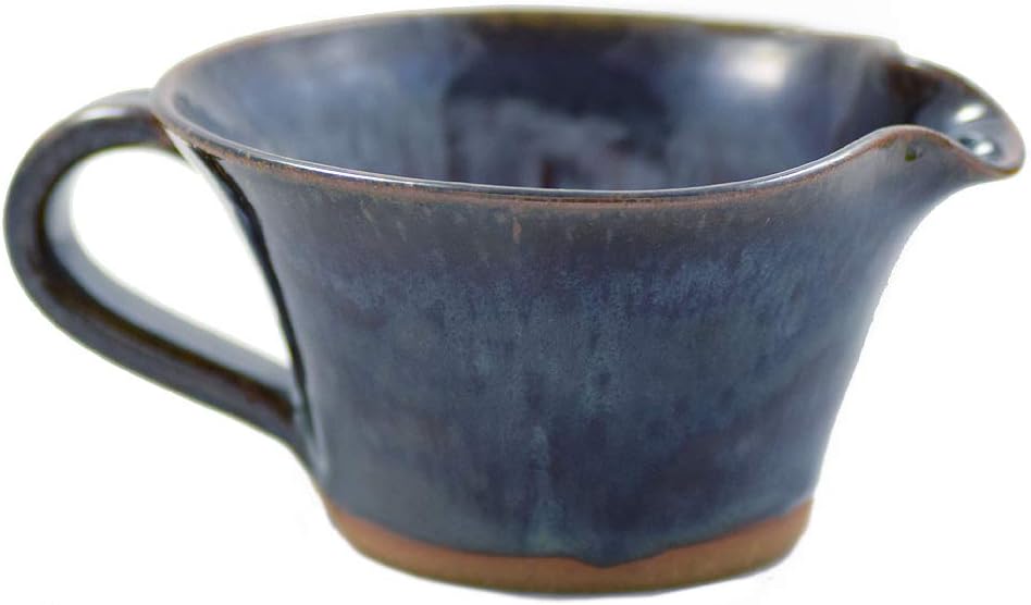 Modern Artisans American Made Stoneware Pottery Mixing Bowl with Handle in Midnight Blue (Mini Size 12 oz)