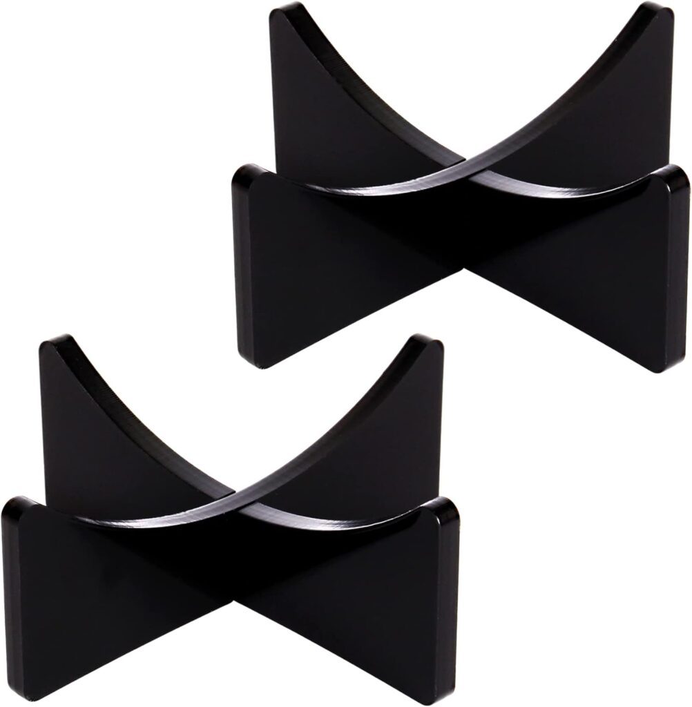 Acrylic Ball Stand Holder Display Stand for Football Basketball Soccer, Volleyball Rugby Sports Ball Storage Rack, Trophy Autograph Memorabilia Display Cases (3.54×1.3 inch, Black)