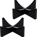 Acrylic Ball Stand Holder Display Stand for Football Basketball Soccer, Volleyball Rugby Sports Ball Storage Rack, Trophy Autograph Memorabilia Display Cases (3.54×1.3 inch, Black)