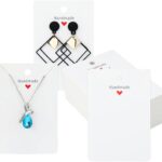 joycraft 100Pcs White Earring Cards Necklace Display Cards, Paper Ear Studs Display Cards,Personalized Jewelry Cards for Selling,Hanging Earring and Necklace,DIY Crafts,and Retail(3.5″x2.4″)