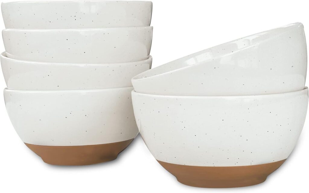 Mora Ceramic Small Dessert Bowls – 16oz, Set of 6 – Microwave, Oven and Dishwasher Safe, For Rice, Ice Cream, Soup, Snacks, Cereal, Chili, Side Dishes etc – Microwavable Kitchen Bowl, Vanilla White