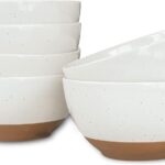 Mora Ceramic Small Dessert Bowls – 16oz, Set of 6 – Microwave, Oven and Dishwasher Safe, For Rice, Ice Cream, Soup, Snacks, Cereal, Chili, Side Dishes etc – Microwavable Kitchen Bowl, Vanilla White