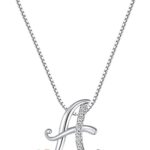 Silver Initial Necklaces for Women – Heart Pendant Initial Necklace for Ladies Friend, Cute Chain Jewelry for Birthday, Anniversary, Christmas Gifts