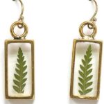 Fern Real Leaf Earrings Floral Handmade Jewelry for Women 14k Gold Filled Ear Wire, 1 inch Drop Length