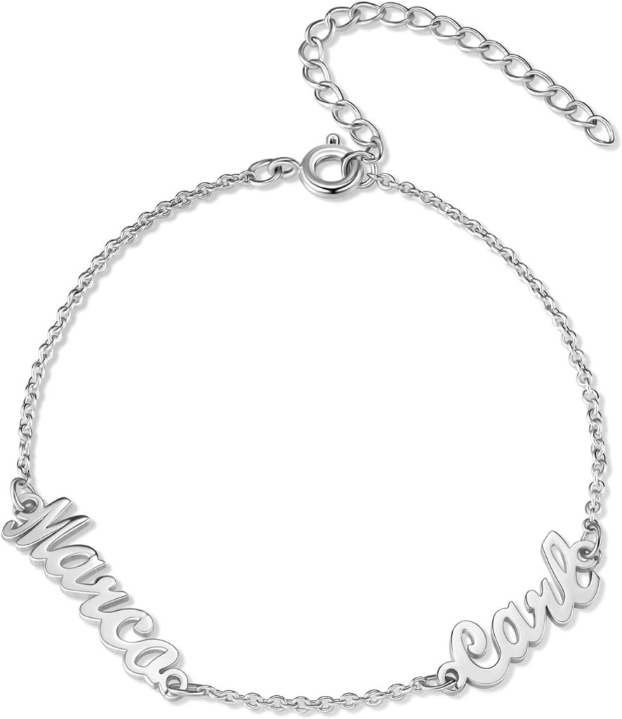 Personalized 1-4 Names Bracelet Adjustable Custom Name Charm Bracelet Customized Birthday Christmas Jewelry Gift for Women Mom Mother