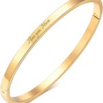 Personalized Gold Bracelets for Women – 14K Gold Plated Bracelet,Quote Name ID Engraved Bangle Friendship Bracelet Trendy Jewelry,Anniversary Christmas Valentines Day Gifts for Her Girlfriend