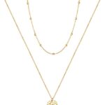 Turandoss Dainty Layered Choker Necklace, Handmade Y Pendant Necklace Multilayer Bar Disc Necklace Adjustable Layering Choker Necklaces for Women