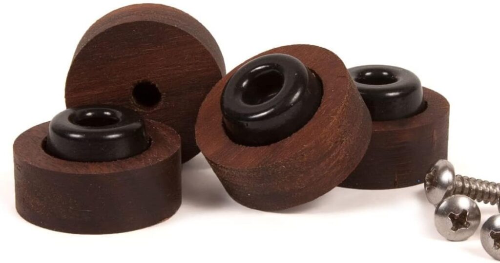 The Boardsmith Handmade Wood Cutting Board Feet with Stainless Steel Screws – Elevate Your Cutting Board with Wooden Non Slip Cutting Board Feet – Easy to Install – Handmade In USA – Set of 4 (Walnut)