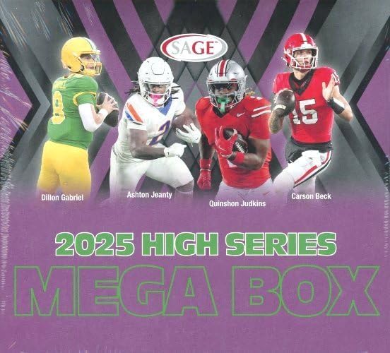 2025 Sage Football HIGH Series HUGE Factory Sealed MEGA Hobby Box with (5) AUTOGRAPHS, (8) INSERTS & Tons of ROOKIES! Look for RC & Autos of Cam Ward, Ashton Jentry, Mathew Golden & Many More