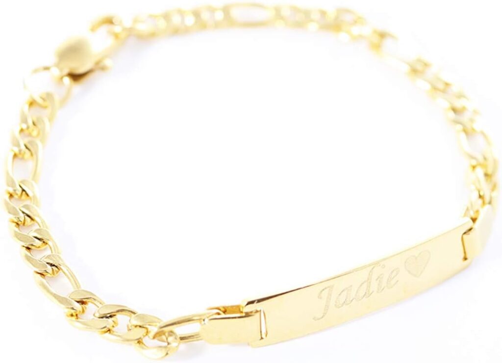 Tina&Co Personalized 18K Gold Plated Baby Name Bracelet Custom Bracelets for Kids Id Protection Bracelet Baptism for Girls