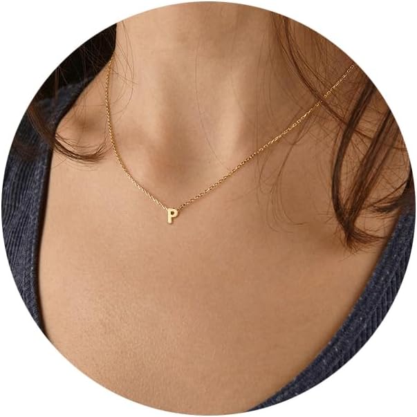 Small Initial Necklace 18K Gold Plated Stainless Steel Tiny Letter Necklace Personalized Monogram Name Necklace for Women
