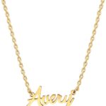 MOMOL 18K Gold Plated Stainless Steel Name Necklace Personalized Custom Name Necklace Customized Nameplate Necklace for women