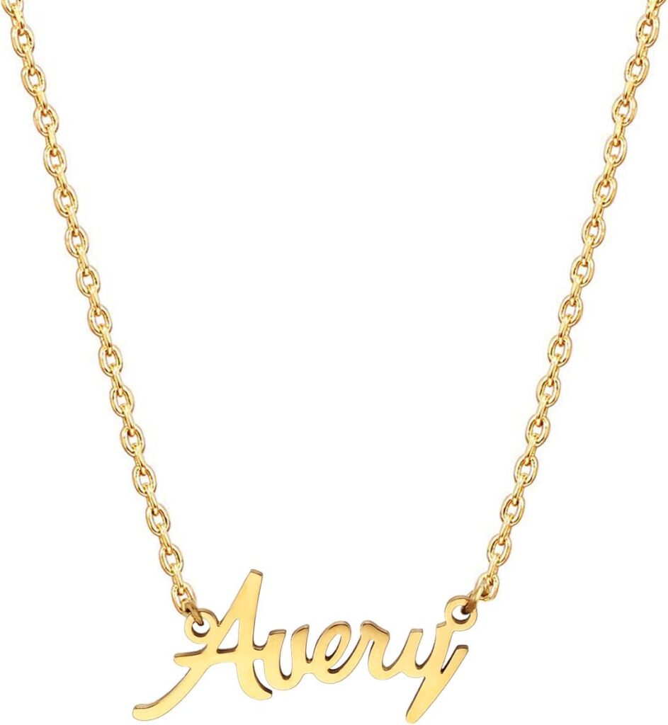 MOMOL 18K Gold Plated Stainless Steel Name Necklace Personalized Custom Name Necklace Customized Nameplate Necklace for women