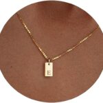 Initial Necklaces for Women 14K Gold Plated Name Tag Letter Necklace Dainty Initial Necklace Personalized Initial Pendant Family Gifts Jewelry