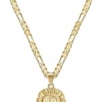 KissYan Initial Necklaces for Women, 14K Gold Plated Round Letter Pendant Capital Monogram Necklace Alphabets from A-Z Figaro Chain Jewelry