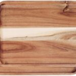 2 PCS Solid Acacia Wood Serving Trays Rectangular Wooden Serving Platters Natural Wooden Boards for Bar Coffee Party 13.5 * 9.5 inch (13.5 * 9.5)
