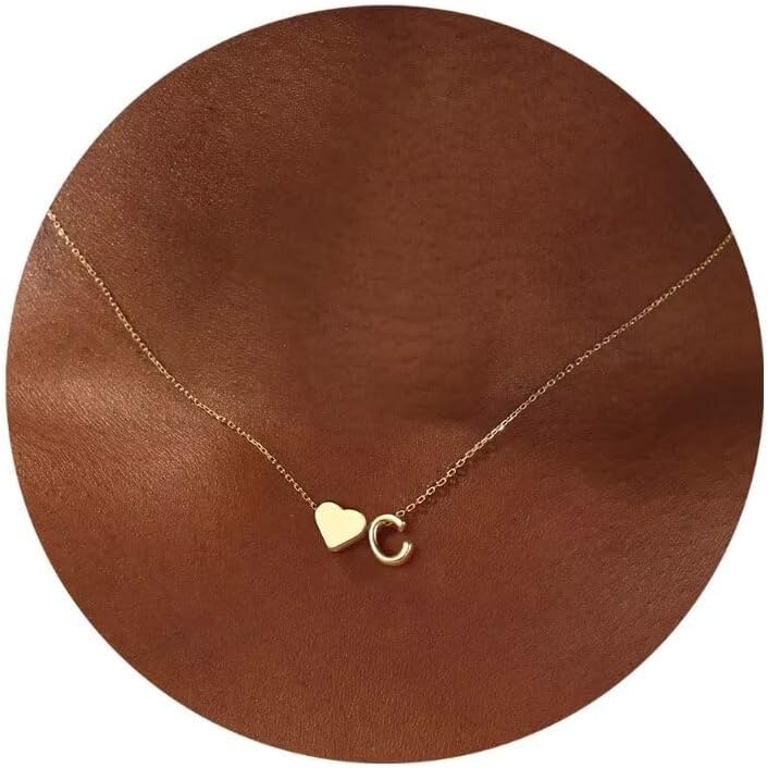 Turandoss Heart Initial Necklace for Women Teen Girls – 18K Gold Plated Letter A-Z Pendant Necklace Dainty Heart Necklaces Tiny Initial Necklaces Birthday Gifts for Women Jewelry