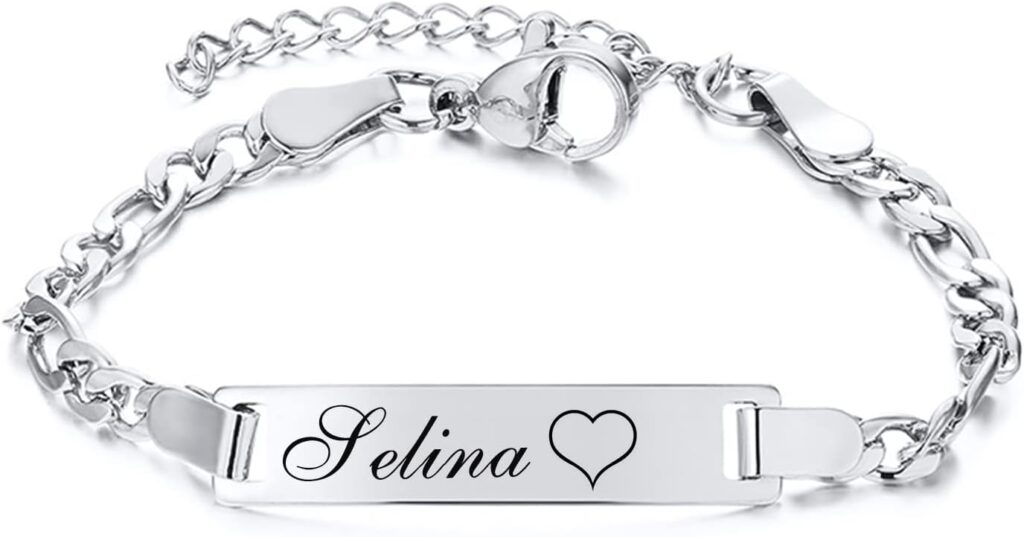 Personalized Name ID Bracelets for Baby Girls : Anti Allergy Gold Plated Stainless Steel Child Engrave Name Birthdate Bracelet, Custom Baptism Gift for Newborns Babies,Pearl Beads Girls Boys Bracelet