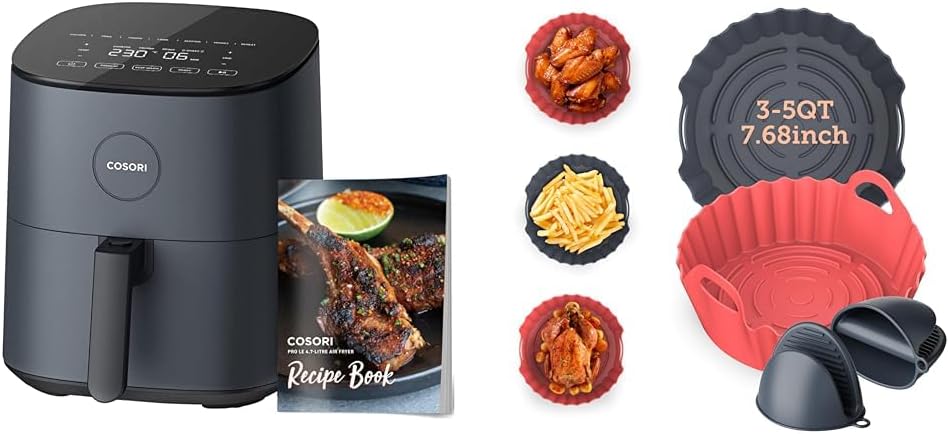 Bundle of COSORI Air Fryer 5 Qt Pro LE Gray + COSORI Air Fryer Silicone Liners 2Pcs