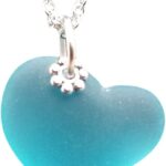 Yinahawaii Handmade Sea Glass Necklace, Hawaiian Jewelry For Women, Minimalist Heart Necklace, Sea Glass Jewelry Birthday Gift For Women