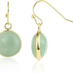 14K Gold Earrings for Women Handmade Green Jade Jewelry Green Stone Earrings for Women Dangle Birthstone Earrings Gift for Anniversary Graduation Back to School Teacher