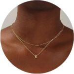 Layered Initial Necklace for Women 18K Gold Plated Stainless Steel Layer Letters Necklace Gold Initial Tiny Letter Pendant Personalized Name Necklace